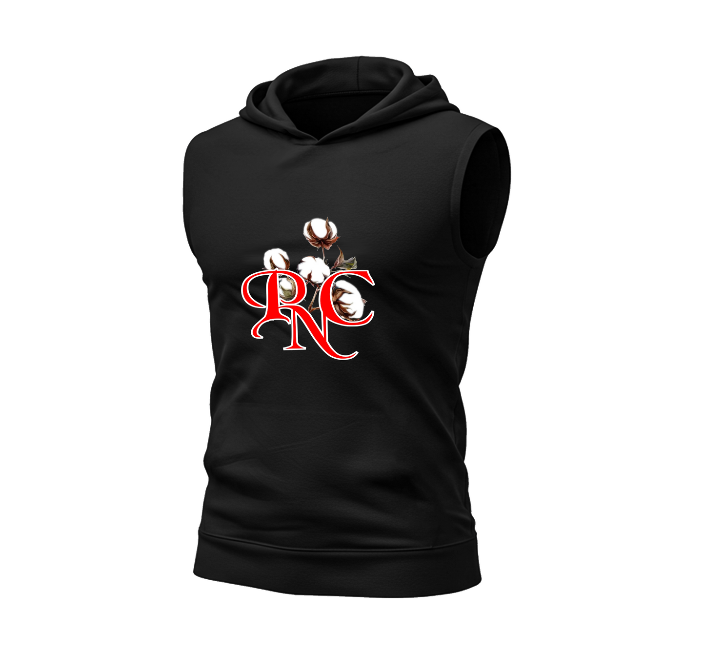 Muscle Shirt - Premuim PNC Sleeveless Hoodie (Applique Embroidery) Black