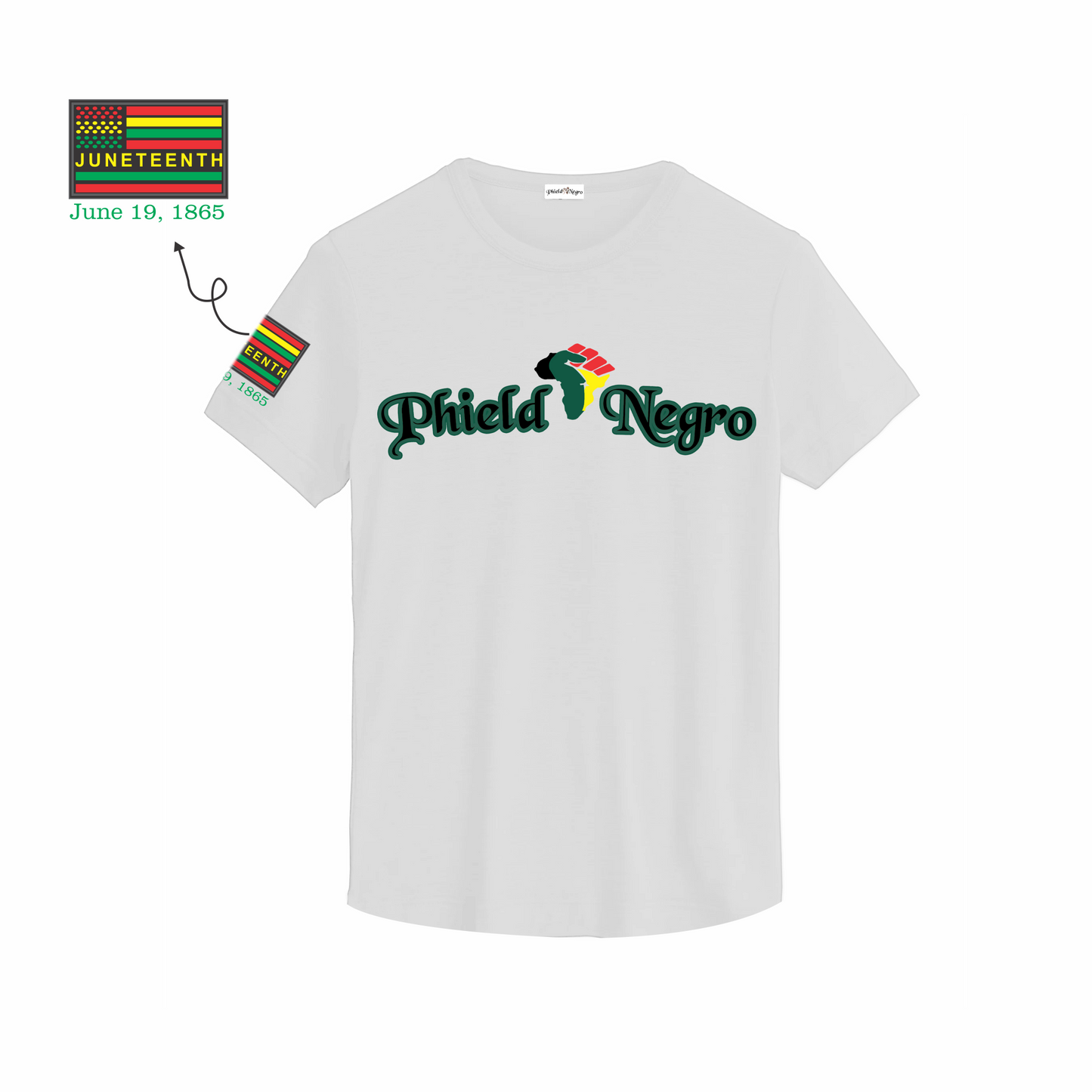 Juneteenth Tee Shirt White - Premium Phield Negro - Juneteenth Edition White