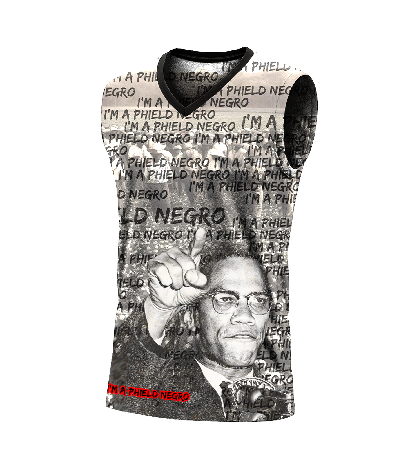 Phield Negro Men’s V-Neck Sleeveless Shirt - Malcom X