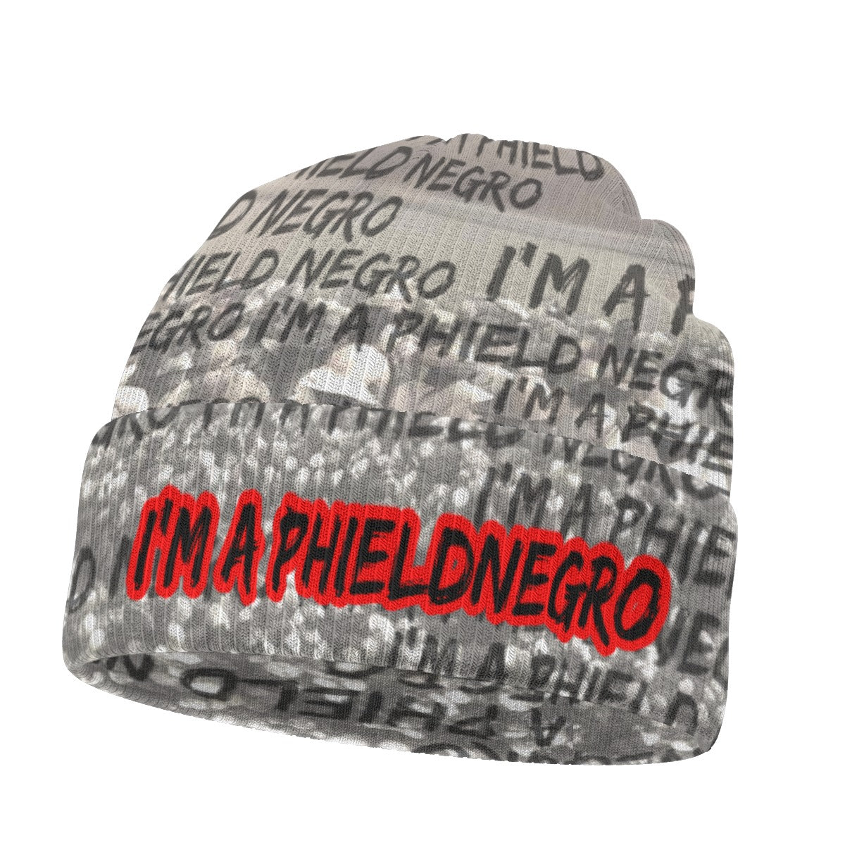 Phield Negro Knitted Beanie Hat with Cotton Plantation Print, Foldable Cuff Design for Winter Style