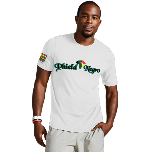 black man wearing a juneteenth t shirt