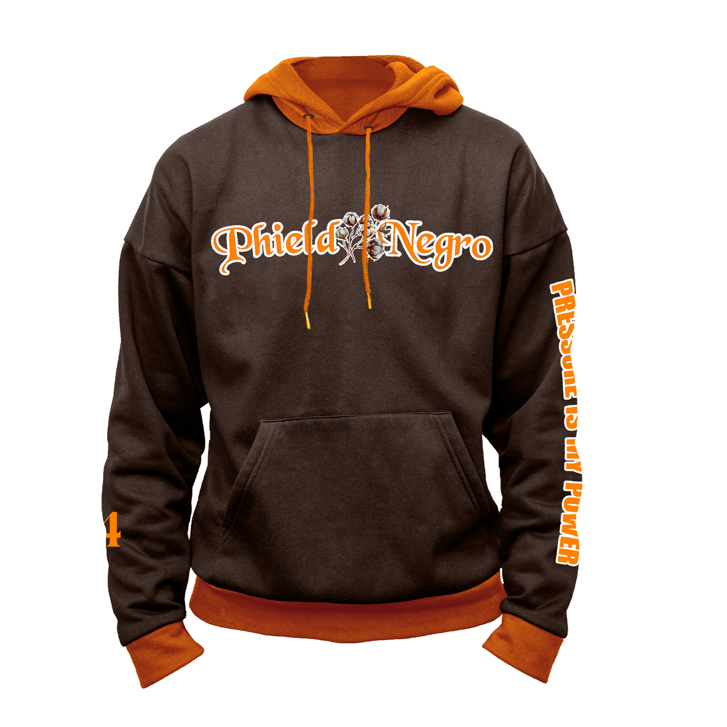 Phield Negro Premium Hoodie (Brown Chocolate and Orange)