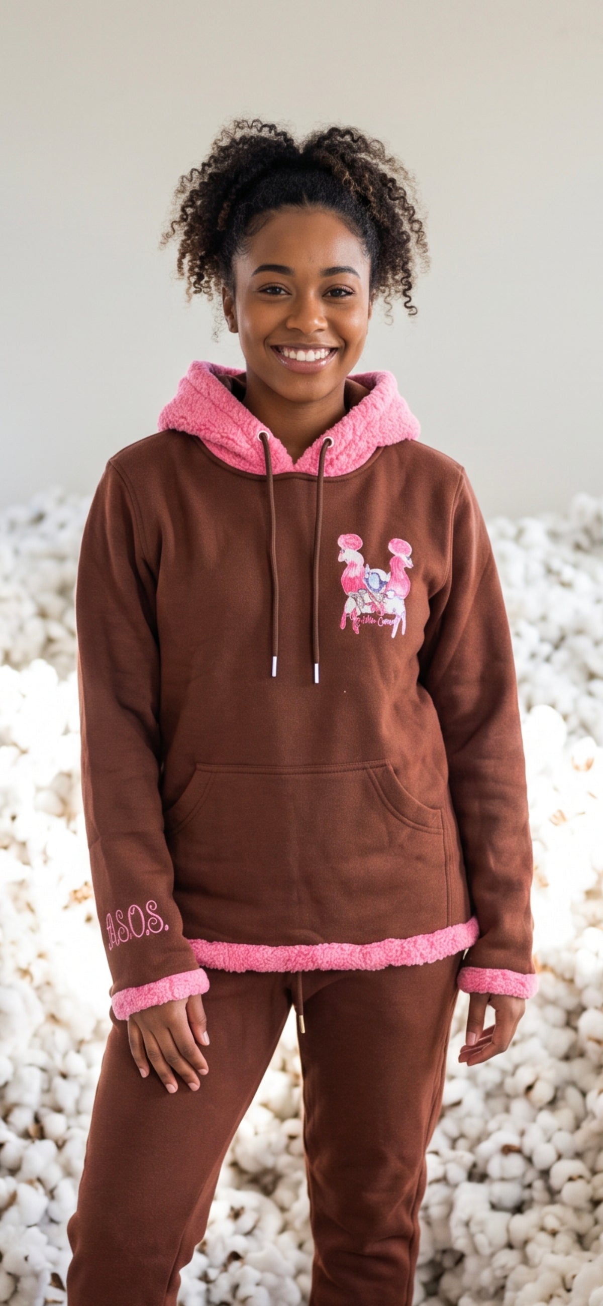 Cotton Candi Brown and Pink Sweatsuit