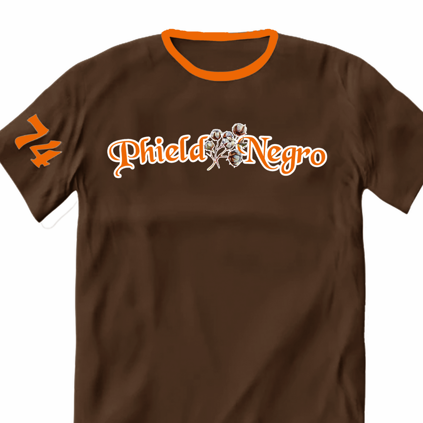 Premium Phield Negro T-Shirt (Chocolate Brown and Orange)