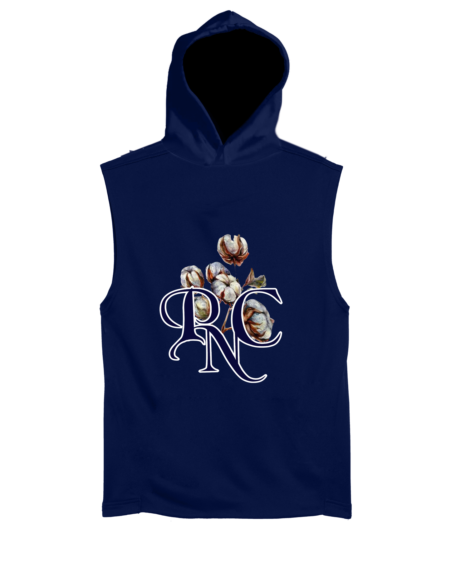 Muscle Shirt - Premuim PNC Sleeveless Hoodie (Applique Embroidery)Navy Blue